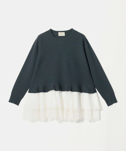 UNITED ARROWS / ユナイテッドアローズ ニット・セーター | オーガンジー レース コンビ ニット ‐ウォッシャブル‐（NAVY）