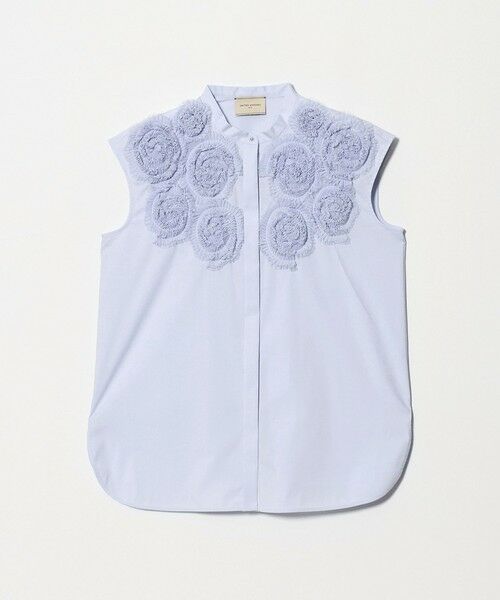 UNITED ARROWS / ユナイテッドアローズ シャツ・ブラウス | フラワー チュール フレンチスリーブ シャツ（LT.BLUE）