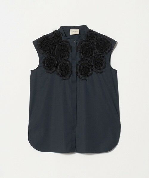 UNITED ARROWS / ユナイテッドアローズ シャツ・ブラウス | フラワー チュール フレンチスリーブ シャツ（NAVY）