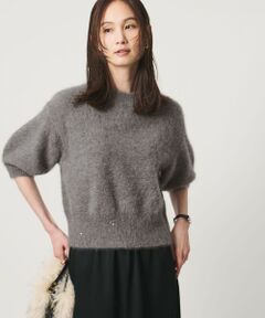 UNITED ARROWS / ユナイテッドアローズ ニット・セーター | フォックスカシミヤ パフスリーブ スパンコール ニット