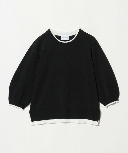 UNITED ARROWS / ユナイテッドアローズ ニット・セーター | ブローチ ハーフスリーブ ニット（BLACK）