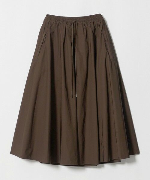 UNITED ARROWS / ユナイテッドアローズ ロング・マキシ丈スカート | タフタ ジップ フレアスカート ‐ウォッシャブル‐（DK.BROWN）