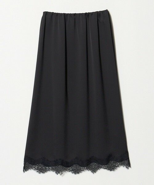 UNITED ARROWS / ユナイテッドアローズ ロング・マキシ丈スカート | サテン レース コンビ スカート（BLACK）