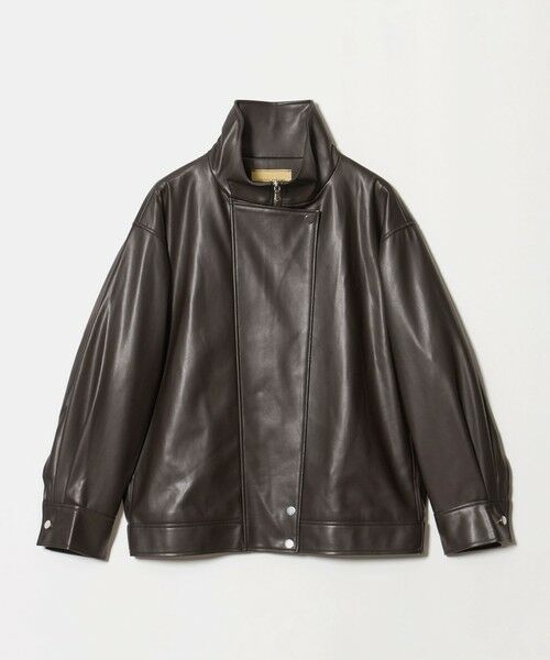 UNITED ARROWS / ユナイテッドアローズ ブルゾン | スタンドカラー レザーライク ブルゾン（DK.BROWN）