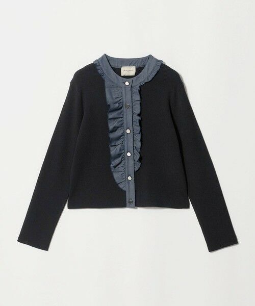 UNITED ARROWS / ユナイテッドアローズ カーディガン・ボレロ | デニムライク フリル カーディガン ‐ウォッシャブル‐（BLACK）