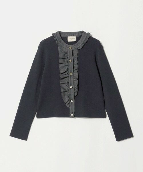 UNITED ARROWS / ユナイテッドアローズ カーディガン・ボレロ | デニムライク フリル カーディガン ‐ウォッシャブル‐（NAVY）