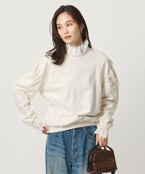 UNITED ARROWS / ユナイテッドアローズ スウェット | 【別注】＜dahl’ia＞レース ドッキング スウェット ‐united LOVE project 2026 | 詳細1
