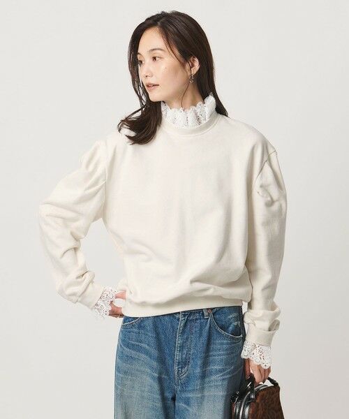 UNITED ARROWS / ユナイテッドアローズ スウェット | 【別注】＜dahl’ia＞レース ドッキング スウェット ‐united LOVE project 2026 | 詳細4