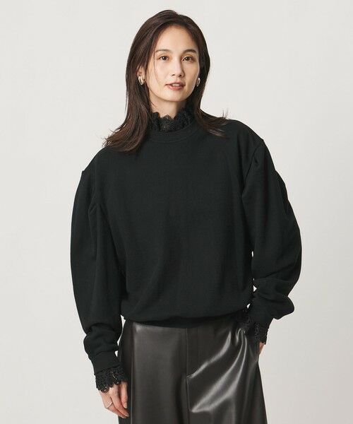 UNITED ARROWS / ユナイテッドアローズ スウェット | 【別注】＜dahl’ia＞レース ドッキング スウェット ‐united LOVE project 2026（BLACK）