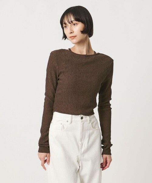 UNITED ARROWS / ユナイテッドアローズ カットソー | ＜TO UNITED ARROWS＞プリーツ ロングスリーブ カットソー（MD.BROWN）