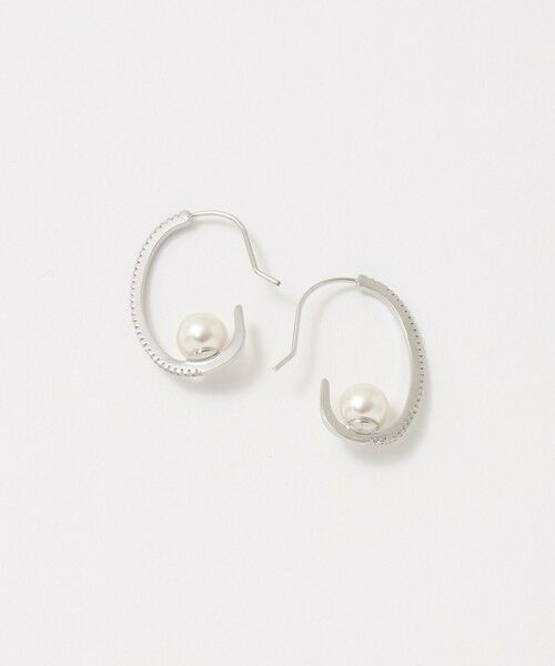 UNITED ARROWS / ユナイテッドアローズ ピアス・イヤリング | パヴェ＆イミテーションパール フックピアス（SILVER）