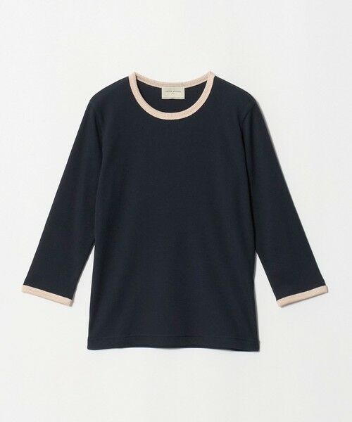 UNITED ARROWS / ユナイテッドアローズ カットソー | ７分袖 リブ バイカラー パイピング カットソー（NAVY）