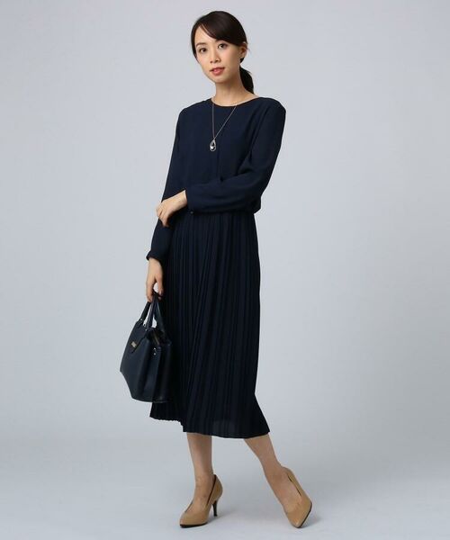 L 洗える アムンゼンプリーツワンピース ミニ丈 ひざ丈ワンピース Untitled アンタイトル ファッション通販 タカシマヤファッションスクエア