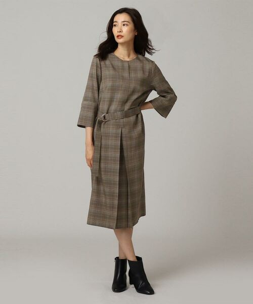 セール Nalya七分袖チェックワンピース ミニ丈 ひざ丈ワンピース Untitled アンタイトル ファッション通販 タカシマヤファッションスクエア