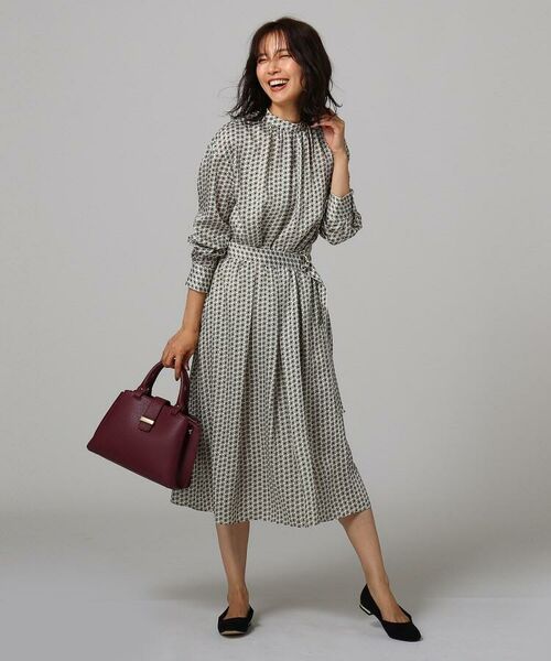 セール 洗える Rattiスタンドカラーイブプリントワンピース ミニ丈 ひざ丈ワンピース Untitled アンタイトル ファッション通販 タカシマヤファッションスクエア