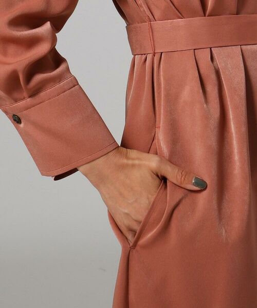 セール L 洗える ピーチドレープサテンシャツワンピース ミニ丈 ひざ丈ワンピース Untitled アンタイトル ファッション通販 タカシマヤファッションスクエア