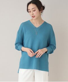 ◆【体型カバーも叶う、涼しげトップス】ドライタッチ Vネックニット