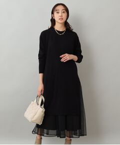 【TORRAZZO DONNA】チュールフレアインナー付きニットワンピース