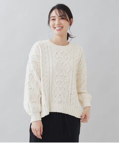 【TORRAZZO DONNA】モールヤーンニット×ブラウス ハイブリッドトップス