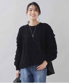 【TORRAZZO DONNA】モールヤーンニット×ブラウス ハイブリッドトップス