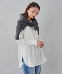 【着回しトップス／洗える】シフォン バンドカラーシャツ