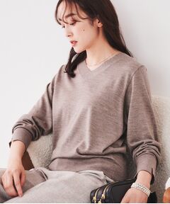 【洗える/6色展開】シルクウールカシミヤ Vネックニット