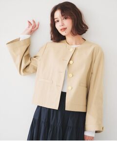 UNTITLED / アンタイトル ノーカラージャケット | 【きれいめ/軽羽織り】コットンライク クルーネックジャケット