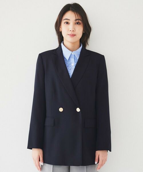 UNTITLED / アンタイトル テーラードジャケット | 【通勤/春の軽羽織り】サマーウール調 ダブルブレストジャケット | 詳細12