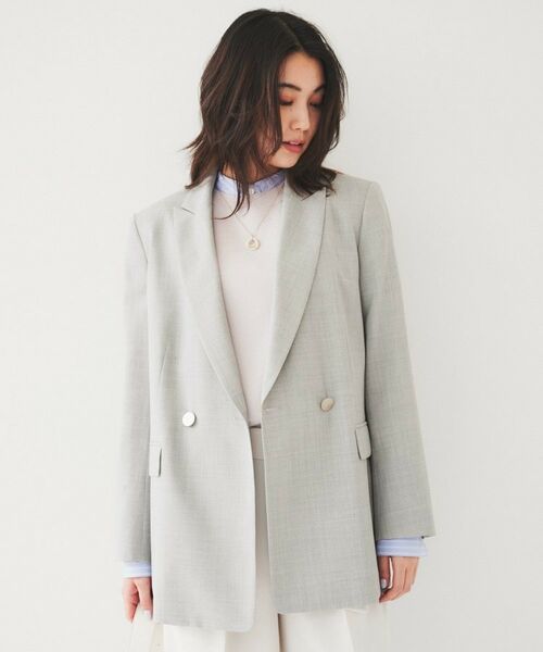 UNTITLED / アンタイトル テーラードジャケット | 【通勤/春の軽羽織り】サマーウール調 ダブルブレストジャケット | 詳細2