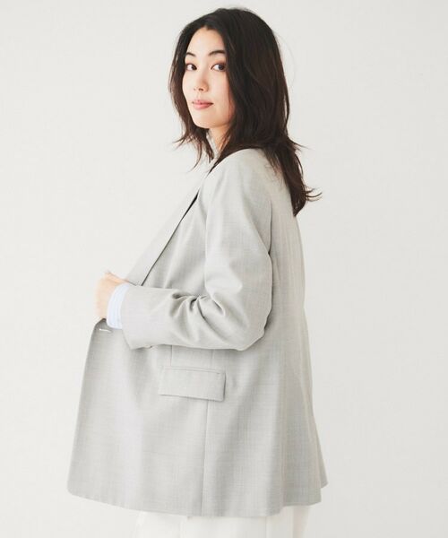 UNTITLED / アンタイトル テーラードジャケット | 【通勤/春の軽羽織り】サマーウール調 ダブルブレストジャケット | 詳細3