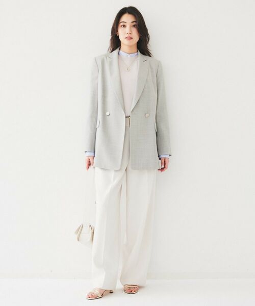UNTITLED / アンタイトル テーラードジャケット | 【通勤/春の軽羽織り】サマーウール調 ダブルブレストジャケット | 詳細4