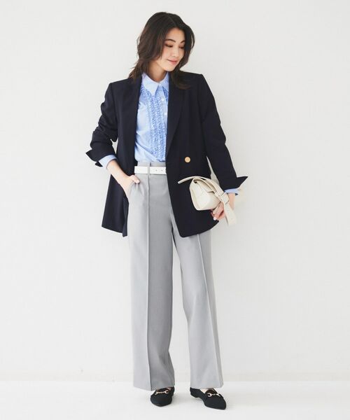 UNTITLED / アンタイトル テーラードジャケット | 【通勤/春の軽羽織り】サマーウール調 ダブルブレストジャケット | 詳細9