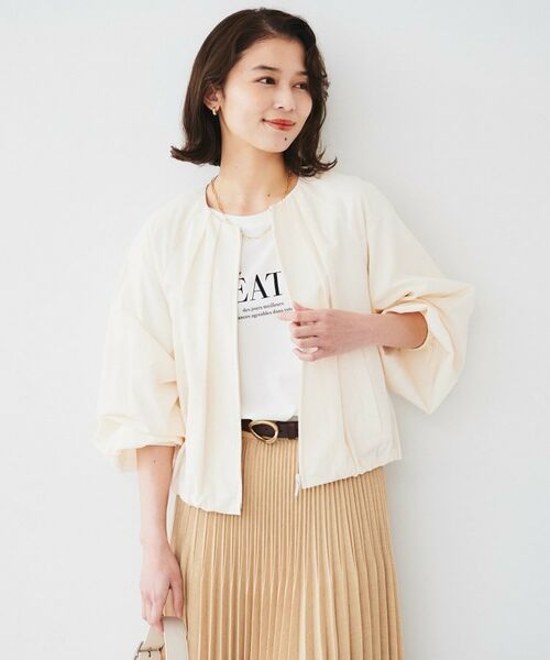 UNTITLED / アンタイトル レザーブルゾン・ジャケット | 【春の軽羽織り】ボリューム袖 ノーカラーブルゾン | 詳細2