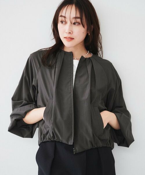 UNTITLED / アンタイトル レザーブルゾン・ジャケット | 【春の軽羽織り】ボリューム袖 ノーカラーブルゾン | 詳細7