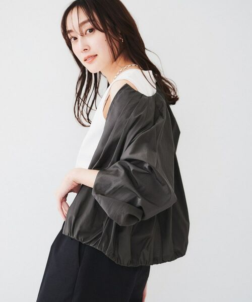 UNTITLED / アンタイトル レザーブルゾン・ジャケット | 【春の軽羽織り】ボリューム袖 ノーカラーブルゾン | 詳細8