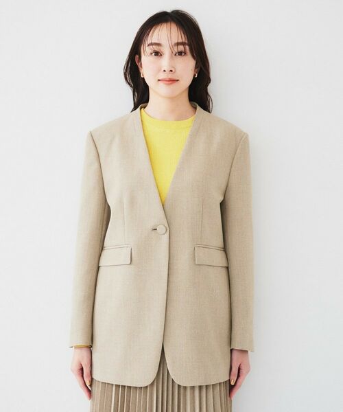 UNTITLED / アンタイトル ノーカラージャケット | 【セットアップ可能】リネンライクキャンバス カラーレスジャケット | 詳細13