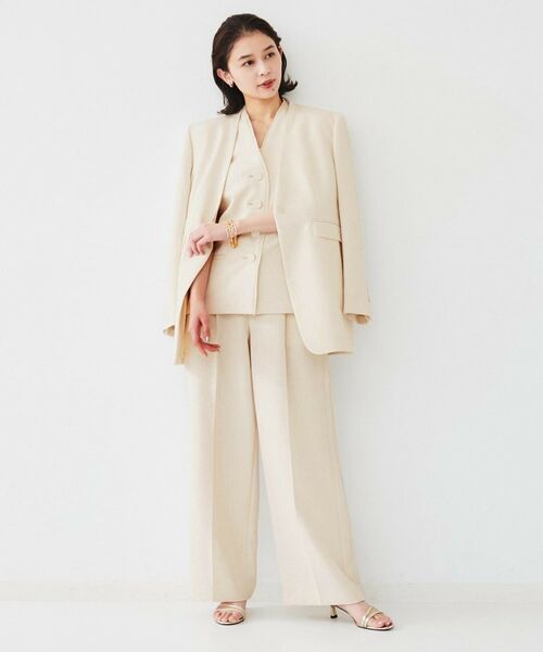 UNTITLED / アンタイトル ノーカラージャケット | 【セットアップ可能】リネンライクキャンバス カラーレスジャケット | 詳細4