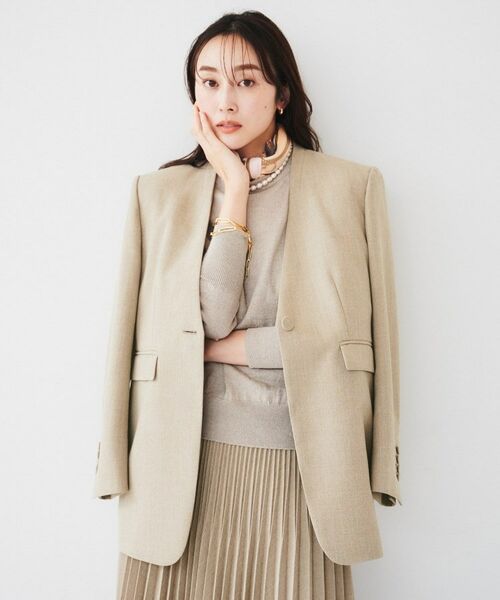 UNTITLED / アンタイトル ノーカラージャケット | 【セットアップ可能】リネンライクキャンバス カラーレスジャケット | 詳細7