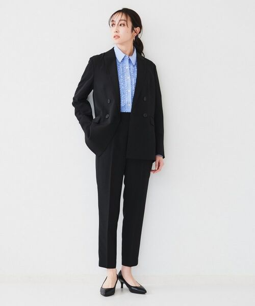 極美品★アンタイトル ダブルブレスト チャコールグレー ストレッチ セットアップ アンタイトル UNTITLED ダブルブレストジャケット （グレー(012