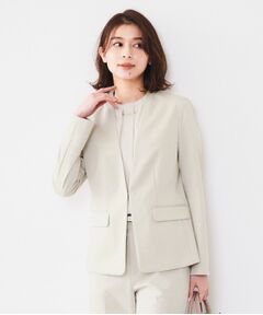 レディース ノーカラージャケット（条件：ベージュ系