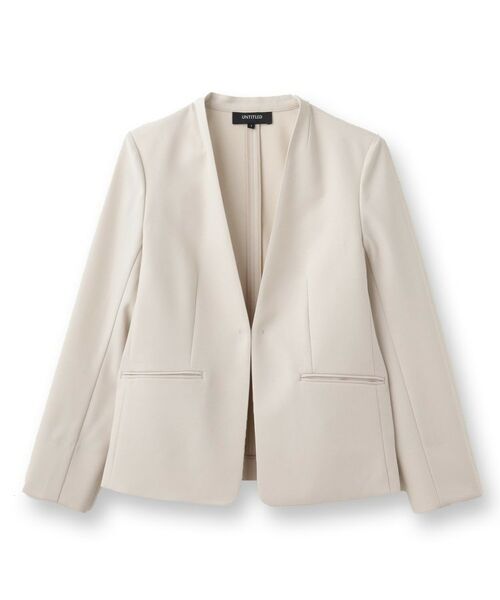 UNTITLED / アンタイトル ノーカラージャケット | 【セットアップ可能】リネンライク カラーレスジャケット | 詳細1