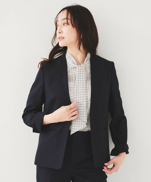 UNTITLED / アンタイトル ノーカラージャケット | 【セットアップ可能】リネンライク カラーレスジャケット | 詳細12