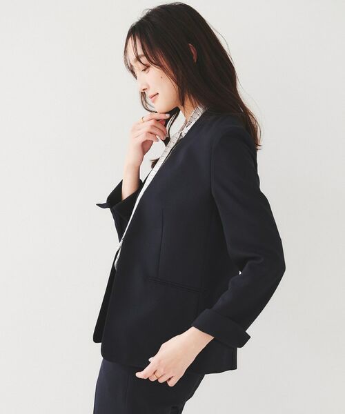 UNTITLED / アンタイトル ノーカラージャケット | 【セットアップ可能】リネンライク カラーレスジャケット | 詳細13