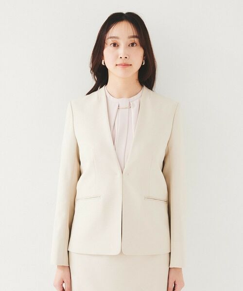 UNTITLED / アンタイトル ノーカラージャケット | 【セットアップ可能】リネンライク カラーレスジャケット | 詳細17