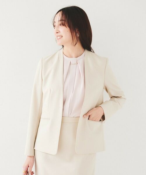 UNTITLED / アンタイトル ノーカラージャケット | 【セットアップ可能】リネンライク カラーレスジャケット | 詳細7