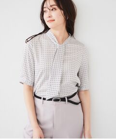 UNTITLED / アンタイトル シャツ・ブラウス | 【通勤/二の腕カバー】ジオメチェック ボウタイブラウス