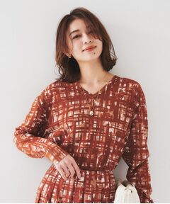 UNTITLED / アンタイトル ニット・セーター | 【セットアップ可能/アンサンブル可能/シアー】チェックプリント プルオーバーニット