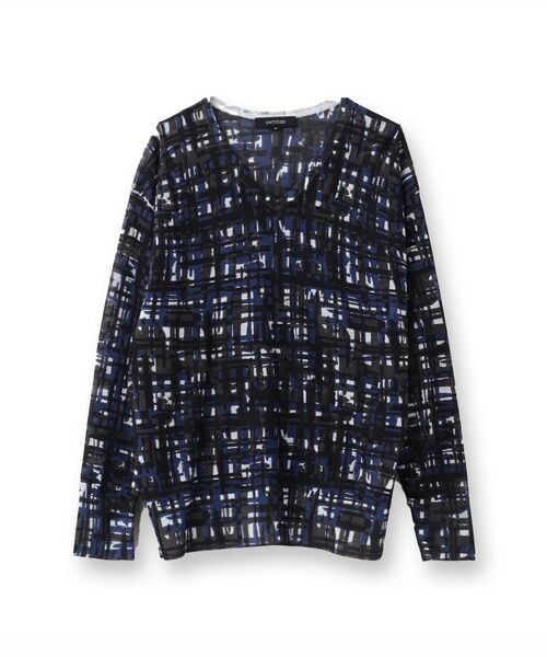 UNTITLED / アンタイトル ニット・セーター | 【セットアップ可能/アンサンブル可能/シアー】チェックプリント プルオーバーニット | 詳細1