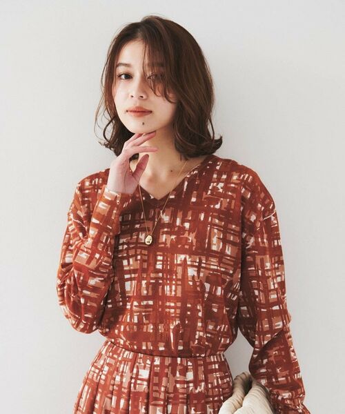 UNTITLED / アンタイトル ニット・セーター | 【セットアップ可能/アンサンブル可能/シアー】チェックプリント プルオーバーニット | 詳細2