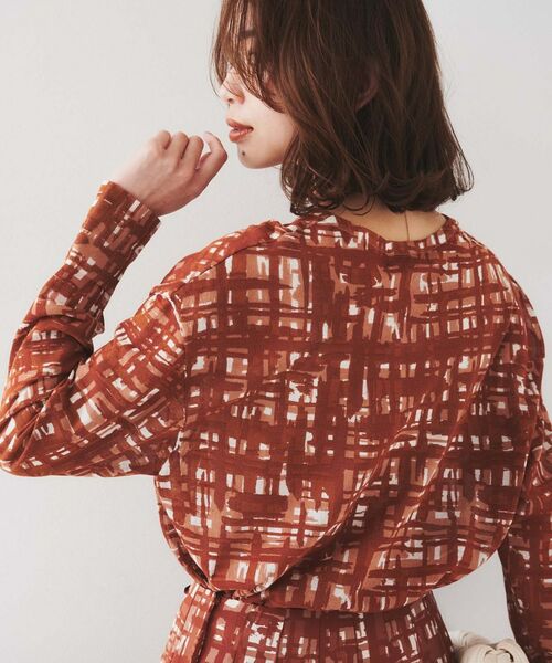 UNTITLED / アンタイトル ニット・セーター | 【セットアップ可能/アンサンブル可能/シアー】チェックプリント プルオーバーニット | 詳細3